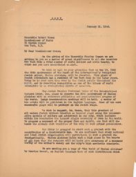 Rubin Saltzman to Robert Moses about Sholem Aleichem Monument, January 1946 (correspondence sent to Irving Miller)