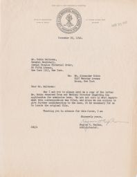 Regina H. Kaplan to Rubin Saltzman Regarding Alexander Rubin, November 1946 (correspondence)