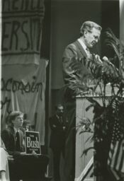 George H. W. Bush gives speech during presidential campaign