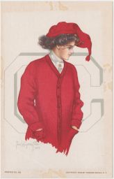 Woman in Red Postcard