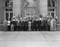B & P A Grad School Group Photo in front of Goldwin Smith Hall