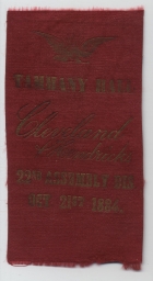 Cleveland-Hendricks Tammany Hall Campaign Ribbon, 1884
