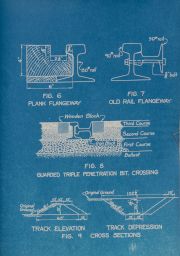 Fig. 6 - 9: Plank flangeway, old rail flangeway, guarded triple penetration bit. crossing, and cross sections.