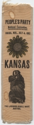 Kansas Delegation, People's Party National Convention Ribbon, 1892