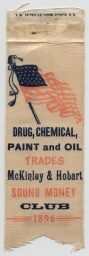 Drug, Chemical, Paint and Oil Trades McKinley & Hobart Sound Money Club Ribbon, 1896