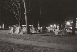 Tent city on Arts Quad