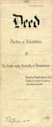 Deed, City of Philadelphia to the Trustees of the University of Pennsylvania, title page