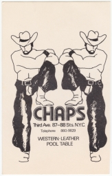 Larry Blagg matchbook covers collected in New York City: Chaps