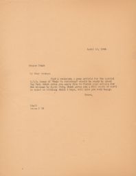 Itshe Goldberg to George Starr about Article for The Almanac, April 1944 (correspondence)