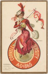 [Cornell 'University girl' with pennant]
