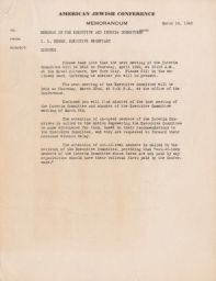 Isaiah L. Kenen to Members of the Executive and Interim Committees Regarding Upcoming Meetings and Minutes, March 1945 (correspondence)