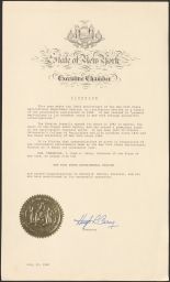 Executive Citation Signed by Governor Hugh Carey for the New York State Agricultural Experiment Station.