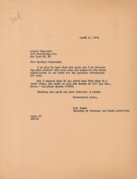 Ernest Rymer to Arnold Pomerantz about Information on Joining a Youth Lodge, April 1946