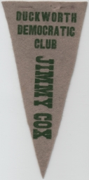 James M. Cox Campaign Badge/Pennant, ca. 1920