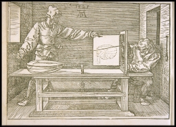[Draftsman Drawing a Lute] (from Dürer, Proportion)