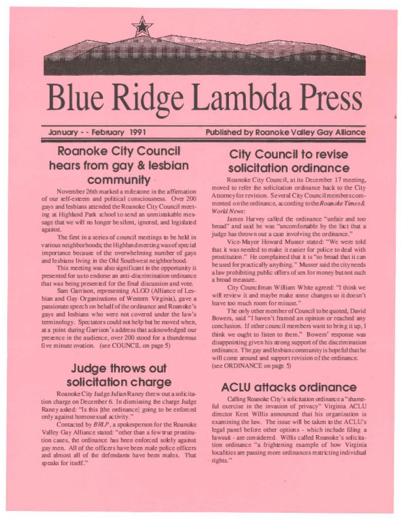 Blue Ridge Lambda Press, vol. 9, no. 1