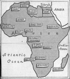 African language map, showing  where principle languages are spoken, news clipping