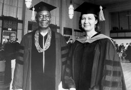 Honorary degree recipient, Nnamdi Azikiwe (Doctor of Humane Letters) with Professor Sandra Barnes