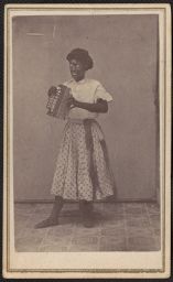 Person playing accordion in black-face