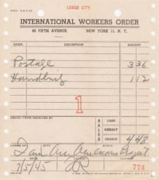 IWO Receipt for "I Am An American" Event, May 1945