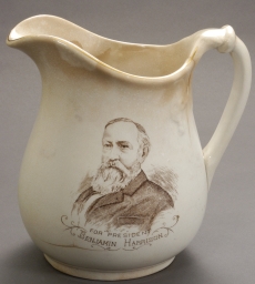 Harrison-Morton Ceramic Portrait Pitcher, ca. 1888