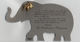 Robert A. Taft Elephant Pin and Display Card
