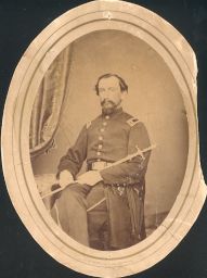 Thomas Humphries Sherwood (1834-1905), M. D. 1858, as Union Army officer holding sword, portrait