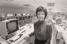 Christine A. Shoemaker in Front of Computer