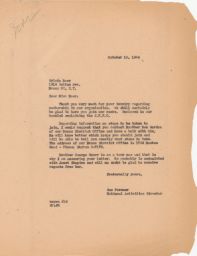 Sam Pevzner to Sylvia Baer about Joining a Bronx Lodge, October 1946 (correspondence)