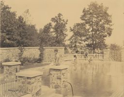 S. Forry Lucks Residence Swimming Pool with Bathers; S. Forry Laucks Residence Swimming Pool