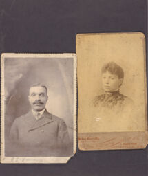 Two portraits of a man and a woman