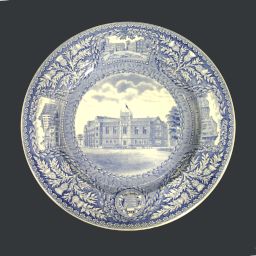 Wedgwood china (University of Pennsylvania), 1929, plate depicting Bennett Hall