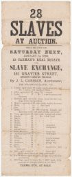 Slave Auction Broadside - Sale of 28 Slaves