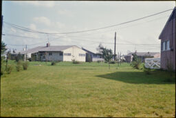 Backyards of several single-family homes (Levittown, Pennsylvania, USA)