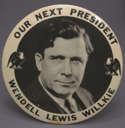 Willkie Our Next President Large Standing Portrait Button, ca. 1940
