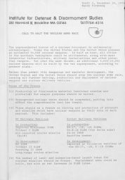 "Call to Halt the Nuclear Arms Race" Draft 3, 1979