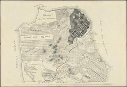 Outline Map of San Francisco, Showing the Burned District, in Black, Comprising About One-Sixth the Total Area of the City. Note the Fact That the Entire Waterfront Was Saved.