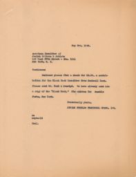JPFO to American Committee of Jewish Writers and Artists Regarding Payment for Black Book, May 1946 (correspondence)