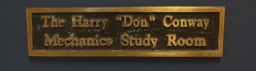Harry "Don" Conway Mechanics Study Room plaque