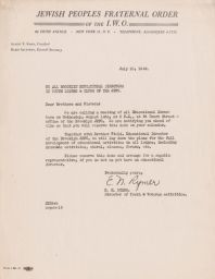 Ernest Rymer to All Brooklyn Educational Directors about Meeting, July 1946 (correspondence)