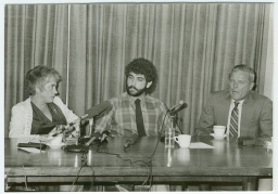 Lucia Valeska, Stan Easter, and Bill Rogers speaking on the Helms Case