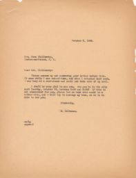 Rubin Saltzman to Nora Zhitlowsky about Meeting, October 1944 (correspondence)