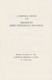 Memorial service for President John Fitzgerald Kennedy program