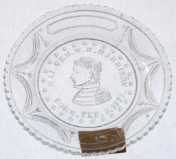 William Henry Harrison Glass Portrait Cup Plate, ca. 1840