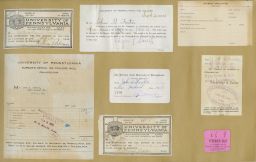 John Hess Foster's scrapbook, page containing Medical School registration, student worker and Houston Club membership materials