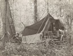 Ivory Billed Woodpecker expedition encamped in swamp