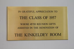 Class of 1957 Kinkeldey Room Plaque