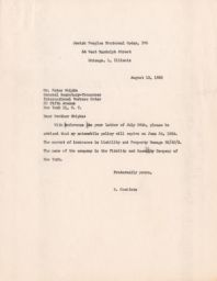 JPFO to Peter Shipka, August 1953 (correspondence)