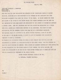 Rubin Saltzman to Roosevelt Seeking a Fourth Term, July 1944 (telegram)