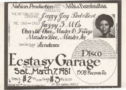 Ecstasy Garage Disco, Mar. 7, 1981